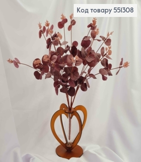 Искусственная композиция Эвкалипт, цвет МАРСАЛ, 16 веточек на металлическом стержне, 47см 551308 фото