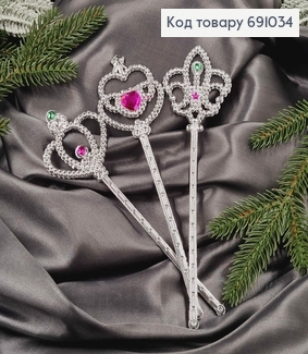 Чарівна паличка, пластикова, з рожевими та зеленими камінцями, 20см 691034 фото