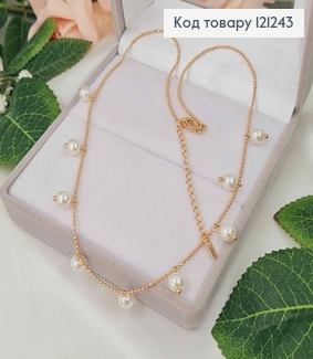 Цепочка плетения шариками, с жемчужинами дл. 40+5см. Xuping 18K 121243 фото