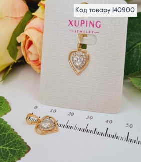 Кулон "Сердечко в Сердечке" с камешками, 1,2см, Xuping 18K 140900 фото