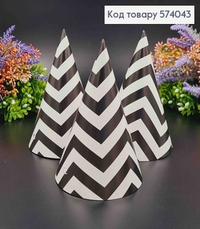 Набор праздничных колпачков, Белого цвета с черными линиями, 20шт/уп. 574043 фото