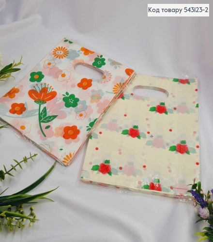 Пакет поліетиленовий "КВІТИ", в асорт. 25х20 см 100 шт  в ас. 543123-2 фото 1