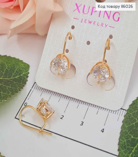 Серьги "Соффи" с камешком 9мм, франц. застежка, Xuping 18K 116026 фото 1