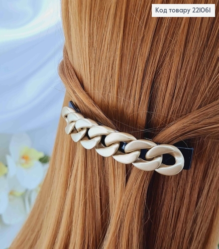 Заколка автомат, металл, черная с цепочкой золотого цвета 10см 221061 фото 2