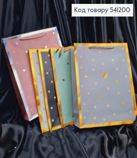 Пакет бумажный с золотой рамкой, звездой и точечками, 32*26*10см, в ассортименте 541200 фото