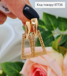 Серьги, с подвеской Ажурным Треугольничком, 3,4см, англ. зам. Xuping 18K 117726 фото