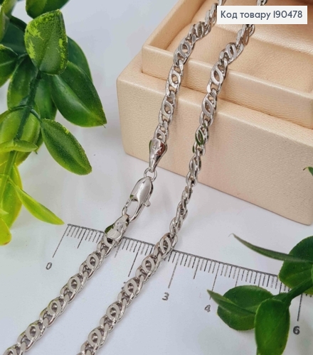 Цепочка родованная переплет Кофейное зернышко, ширина 4мм, длина 50см, Xuping 190478 фото 1