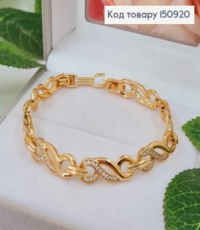 Браслет с витыми пластинками, с камнями, шир. 8мм, дл.17,5+2см, Xuping 18K 150920 фото