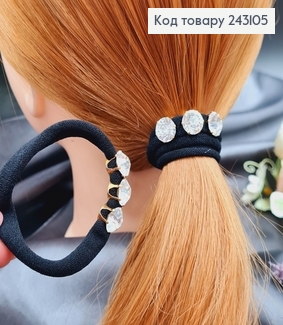 Резинка мікрофібра з КАМІНЦЕМ 1см чорна, 5,5см 243105 фото