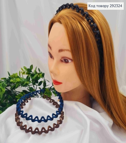 Обруч пластик матовый Волнистый, 1,1см, цвета в ассортименте. 292324 фото 1