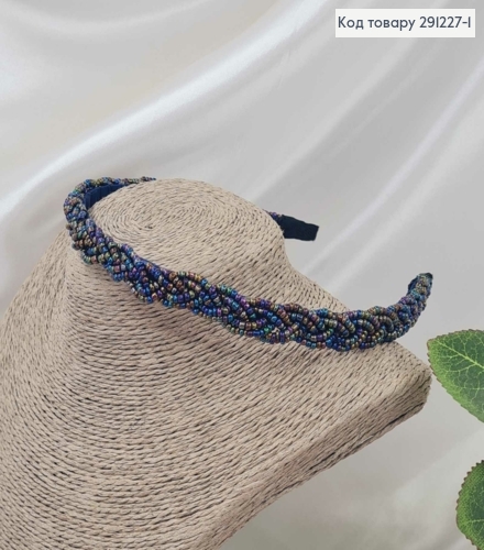 Обруч метал з плетеним бісером "Косичка" РІЗНОКОЛЬОРОВИЙ,  ширина 1,2см 291227-1 фото 1