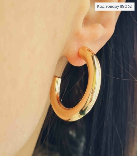 Серьги гвозди "Объемные" (круглые), 3см, Xuping 18К 119032 фото 2