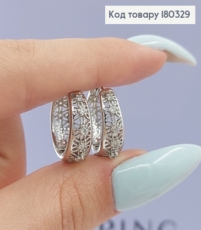 Серьги кольца Цветочки 1,5см родироване медзолото Xuping 180329 фото