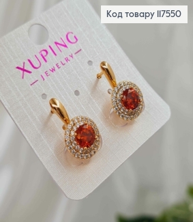 Серьги "Сияние Ночи", с камнем Медного цвета в оправе из камней,1,9см, англ. зам., XUPING 18K 117550 фото