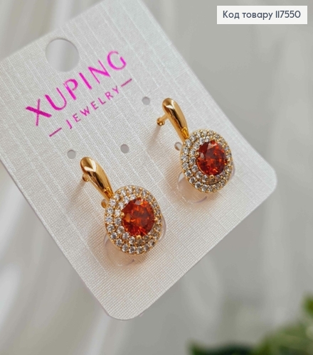 Серьги "Сияние Ночи", с камнем Медного цвета в оправе из камней,1,9см, англ. зам., XUPING 18K 117550 фото 1