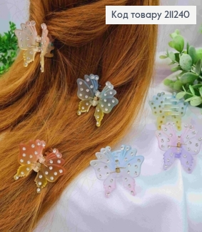 Краб пластик матовий "МЕТЕЛИК" зі стразами, 3,5*4,5см, Кольори в асортименті 211240 фото