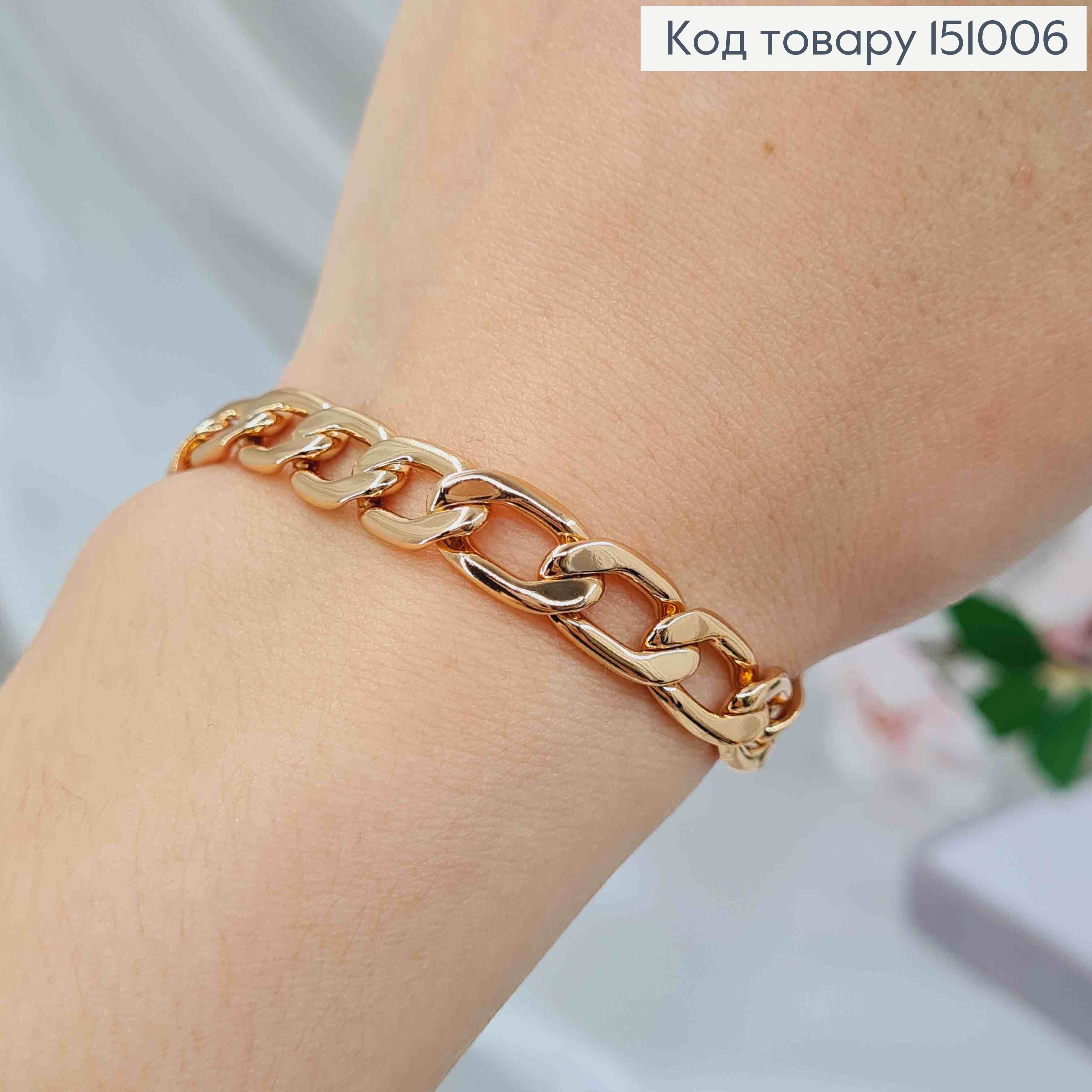 Браслет, панцирное плетение, дл. 18см, шир. 8мм, Xuping 18К 151006 фото 2