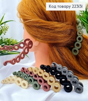 Заколка банан, глянцева, "Кільця", Кольори в асортименті, 10см 223131 фото