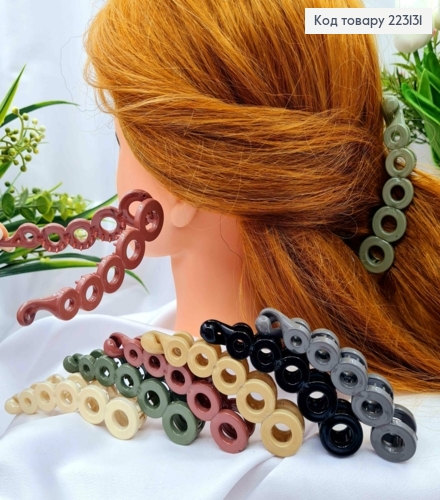Заколка банан, глянцевая, "Кольца", Цвета в ассортименте, 10см 223131 фото 1