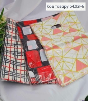 Пакет полиэтиленовый "ГЕОМЕТРИЯ" (красно-черные и розово-белые цвета, в ассорт, 39х30 см, 100 шт/уп 543121-6 фото