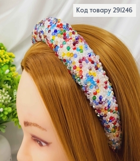 Обруч модный плетеный стиклярус, РАЗНОЦВЕТНЫЙ, ширина 3,5см. 291246 фото