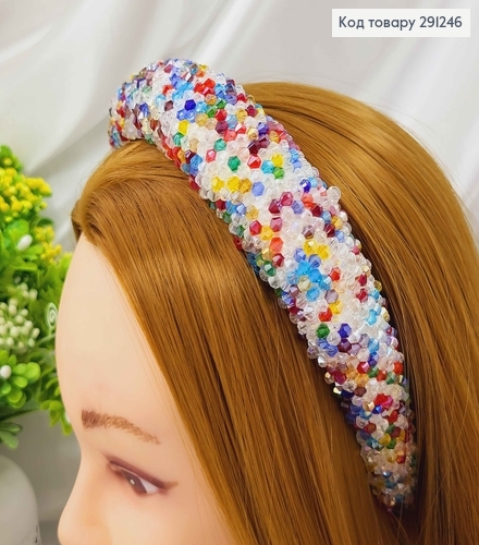 Обруч модный плетеный стиклярус, РАЗНОЦВЕТНЫЙ, ширина 3,5см. 291246 фото 1