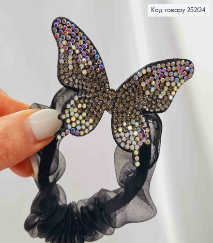 Резинка с бабочкой (6,5*4,5см) в Блестящих камнях в ассортименте, диаметр 6см 252124 фото 2