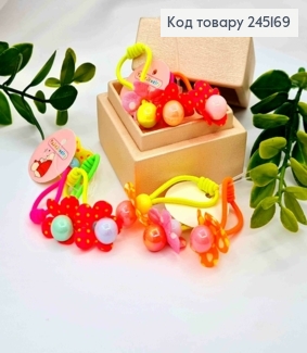 Резинка дитяча (30шт/уп), з Бусинками та Квітками,  Яскравих кольорів, 3см 245169 фото