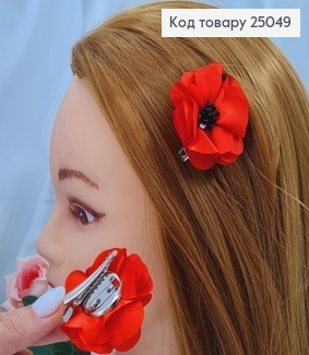 Заколка-брошь, МАК с черной серединкой, 5,5 25049 фото