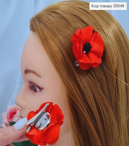 Заколка-брошь, МАК с черной серединкой, 5,5 25049 фото 1
