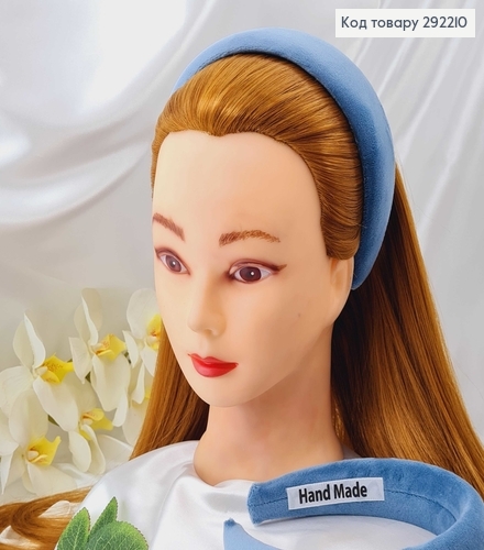 Обруч пластик, м'якенький велюр, СИЗИЙ, шир.4см.  292210 фото 1