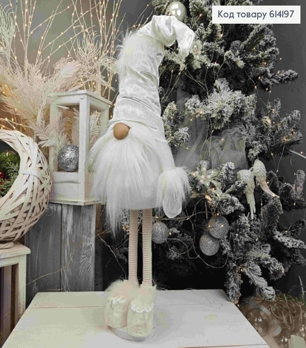 Гном "Скандинавский" в яркой БЕЛОЙ шапке, 82см, ручная работа, Украина. 614197 фото 1