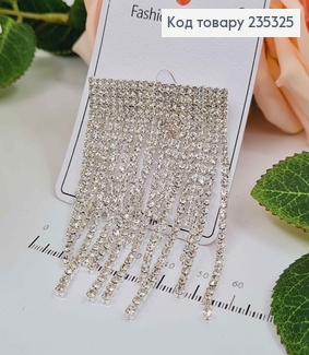 Брошь Роскошная, цепочки в камешках, серебряного цвета, 4,5*7,5см 235325 фото