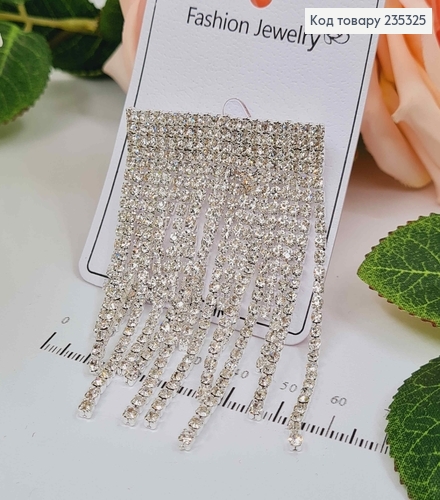 Брошь Роскошная, цепочки в камешках, серебряного цвета, 4,5*7,5см 235325 фото 1