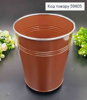 Відерце-кашпо, метал, коричневого кольору, висота 19см, Польща 591105 фото