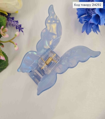 Краб пластик (акрил), МЕТЕЛИК, 7*6,5см, Перламутрово-Блакитного кольору 214292 фото 2