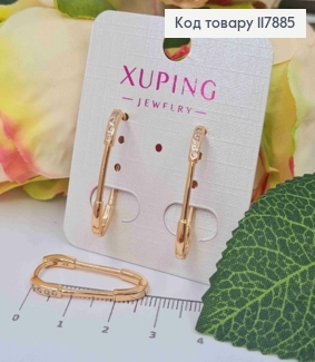 Серьги кольца, Овальные с Блестящими камешками, 2,7см, Xuping 18К 117885 фото
