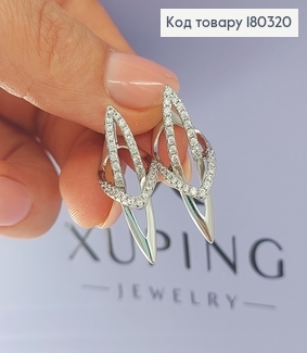 Сережки Стріли з камінцями  родіроване медзолото Xuping 180320 фото