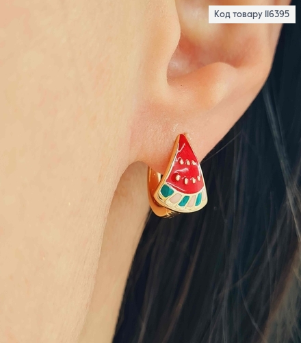 Серьги кольца 1,1см, "Клостик Арбузчика" 1,3см, Xuping 18K 116395 фото 2