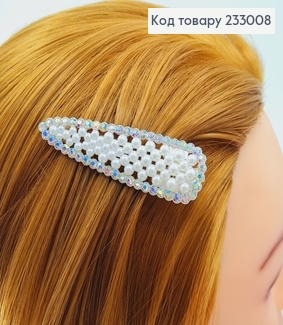 Заколка Стрела 8 см пластик с жемчугом и камнями 233008 фото