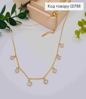 Цепочка ЯКОРНОЕ плетение с подвесными Блестящими камешками, длина 41+5см, Xuping 18K 121788 фото