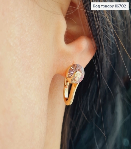 Серьги "Лебедь" с Розовым камешком, 2см, Xuping 18К 116702 фото 2