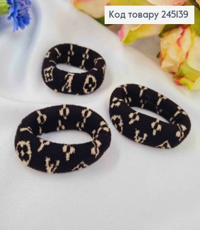 Резинка микрофибра, рисунок Луи Витон, 4см, Черного цвета 245139 фото