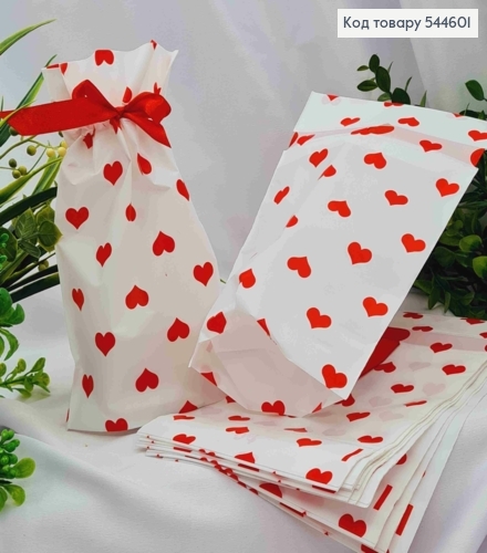 Пакет полиэтиленовый, с принтом "Сердце" на ленте-завязке, 50шт/уп, 22*14,5см 544601 фото 1