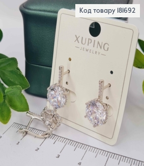 Серьги родованные с Блестящими камнями, 1,8см, английская застежка, XUPING 181692 фото