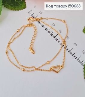 Браслет , двойной с сердечком, 18+3см. Xuping 18K 150688 фото