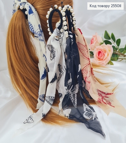 Резинка - хвост с жемчужинками Твилли Бабочки в асорт. 255011 фото 1