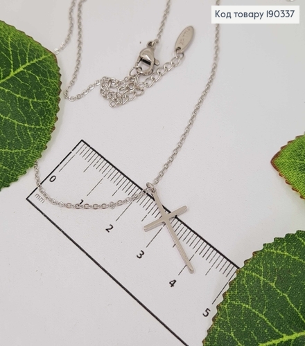 Цепочка родовая 45+5,см, якорное плетение, с подвеской тоненьким крестиком, 2см Xuping 190337 фото 1