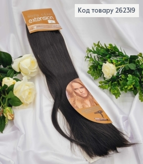 Пасма штучного волосся ЧОРНЕ  на двох заколках, довжина 60см. 262319 фото