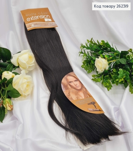 Пасма штучного волосся ЧОРНЕ  на двох заколках, довжина 60см. 262319 фото 1